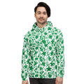 Hoodie com estampa floral verde e branca em toda a peça – vista de frente
